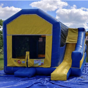 Blue & Yellow Bounce House With Slide